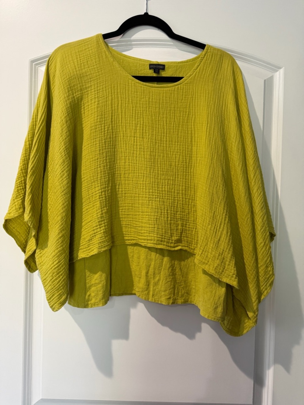 Coco + Carmen Chartreuse Layered Textured Tunic 💯% Cotton